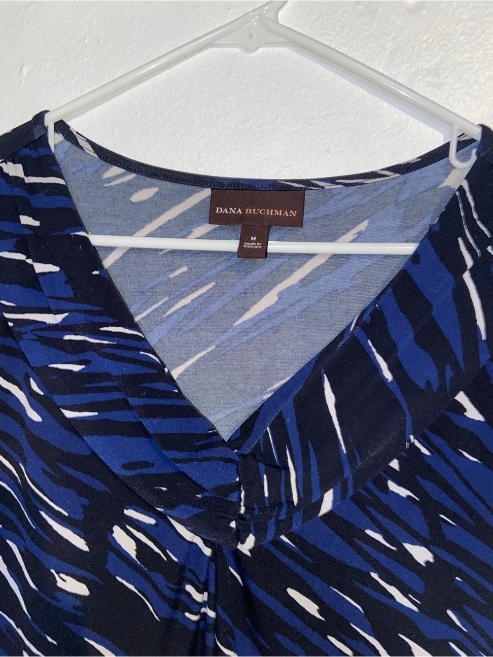 Dana Buchman Mod Maximalist Corpcore Twee Navy & Cobalt Patterned Midi Dress - Picture 3 of 3
